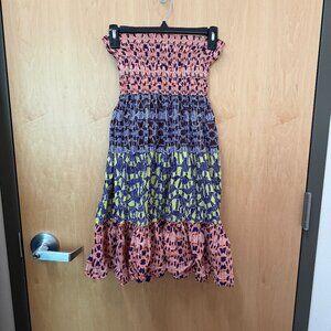 Moda International sleeveless smocked dress multicolor womens small